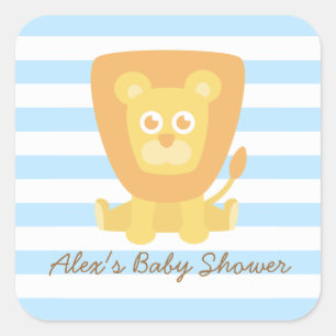 Süße Löwen-Baby-Shower-Dekoration Quadratischer Aufkleber