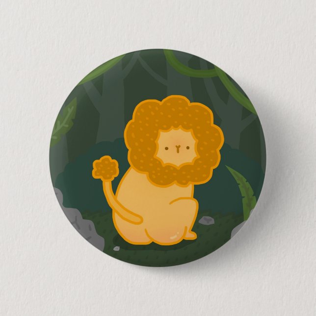 Süße Löwen-Illustrations-Schaltfläche Button (Vorderseite)