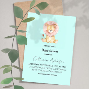 Süße Löwen-Pastellfarben-Baby-Einladung Einladung