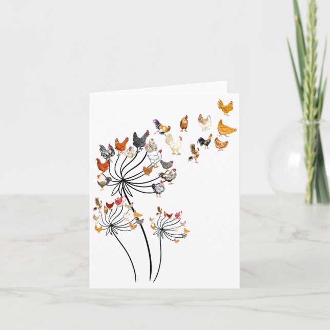Süße Löwenzahn-Hühnerliebhaber-Shirts für Frauen G Karte (Vorderseite)