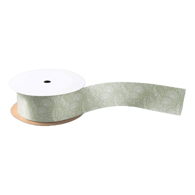 Süße Löwenzahn Neutral - Sanfte Olive Satinband (Spule)