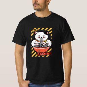 Süße Lucky Cat aus Japan isst Ramen T-Shirt