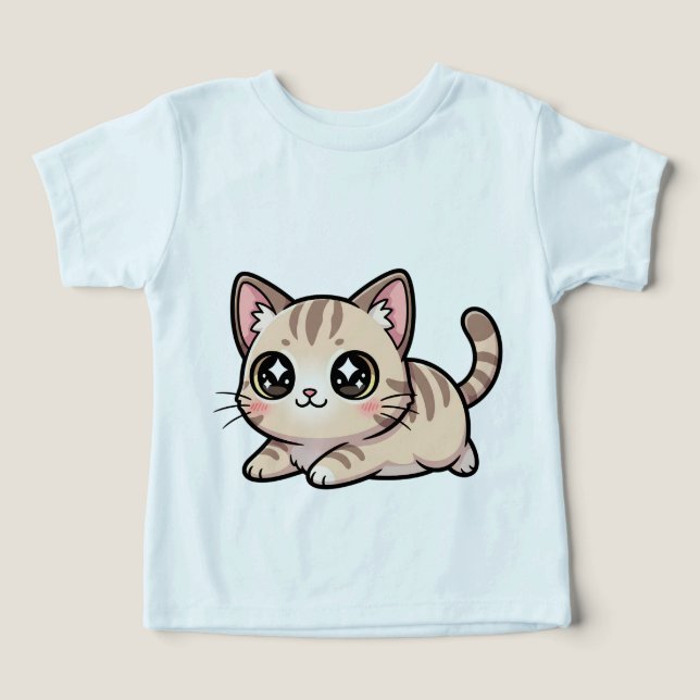Süße, lügende Tabby-Kätzchen im Kawaii-Stil (Design Vorderseite)