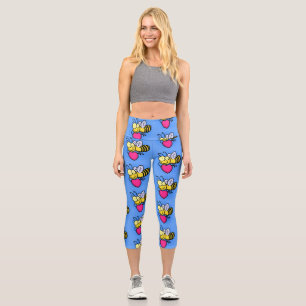 Süße lustige Biene mit Herz Cartoon-Illustration Capri Leggings