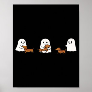 Süße lustige Buh-Geister, die Dachshund-Hundebesit Poster