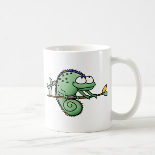 Süße lustige Cartoon-Chamäleon-Grüne Eidechse Kaffeetasse