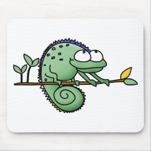 Süße lustige Cartoon-Chamäleon-Grüne Eidechse Mousepad