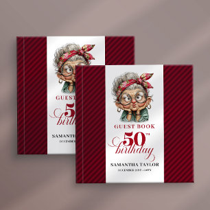 Süße lustige Dame 50. Geburtstag Cartoon Humor Buc Gästebuch