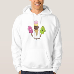 Süße lustige Eis-Popsicle-Cartoon-Trio Hoodie