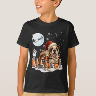 Süße lustige englische Bulldogge Weihnachtslichter T-Shirt