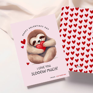 Süße lustige Faultier-Kinder Valentinstag Feiertagskarte