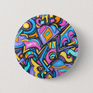 Süße Lustige Funky Bunte Kühne Verspielte Formen Button