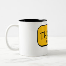 Süße lustige gelbe Danke-Tasse