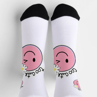Süße lustige Gesichtssocken | Kawaii Cartoon-Rosa Socken