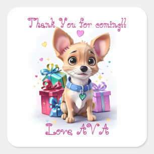 Süße lustige girly Chihuahua Geburtstags-Geschenkt Quadratischer Aufkleber