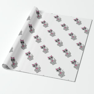 Süße lustige glückliche graue Katze Geschenkpapier