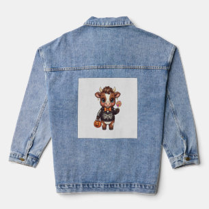 Süße lustige Halloween Highland-Kuh Jeansjacke