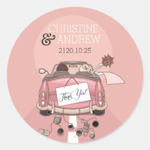 Süße lustige Hochzeit Personalisierte Danke Runder Aufkleber
