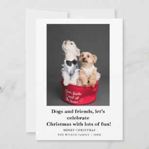 Süße lustige Hunde sagen Weihnachts-Feiertagskarte Einladung