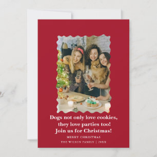 Süße lustige Hunde sagen Weihnachts-Feiertagskarte Einladung