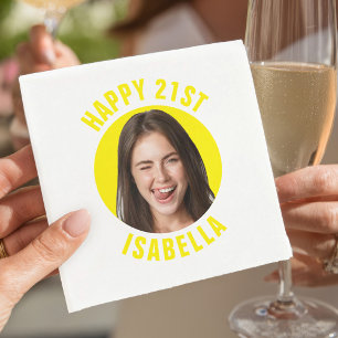 Süße Lustige Individuelle Foto Glückliche 21. Gebu Serviette