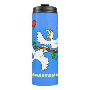 Süße lustige Kakadu-Vögel Cartoon Thermosbecher