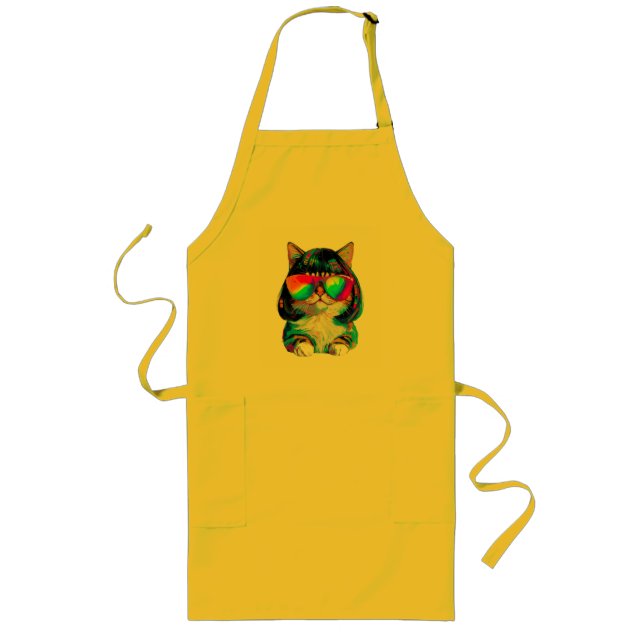Süße lustige Katze (Gemälde Nr. 2) Lange Schürze (Vorne)