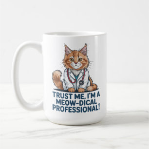 Süße lustige Katzen-Medizin-Witz-Illustration Kaffeetasse
