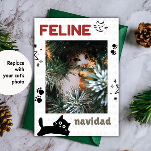Süße lustige Katzen-Weihnachtskarte für Katzenlieb Feiertagskarte