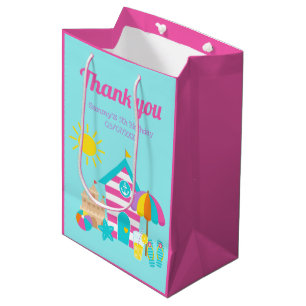 Süße lustige Kinder Strand Sommer Geburtstag Danke Mittlere Geschenktüte