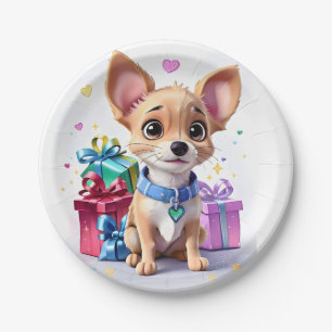 Süße lustige Mädchen Chihuahua und Geschenke Gebur Pappteller