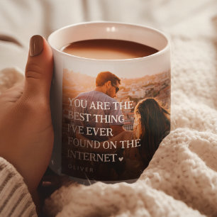 Süße lustige Online-Dating-Paar 4-Foto-Collage Tasse