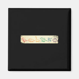 Süße lustige Regenbogen-Dinosaurier-Linienkunst Fa Magnet