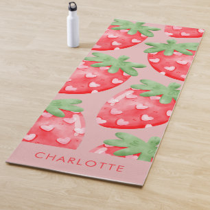Süße lustige rosa Erdbeeren individuell Yogamatte