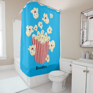 Süße lustige springende Popcorn-Cartoonfiguren Duschvorhang