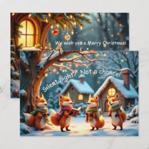 Süße lustige stille Nacht Füchse Weihnachtskarte Karte