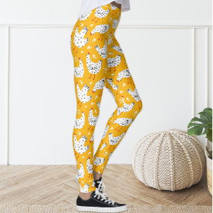 Süße lustige Vintage-gelbe und schwarze Henne Leggings