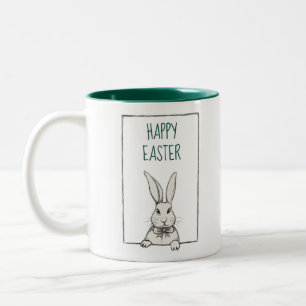 Süße lustige Vintage-glückliche Ostern-Hase person Zweifarbige Tasse