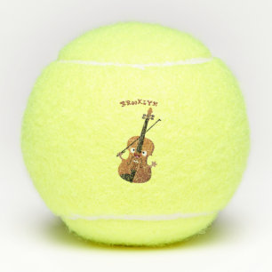 Süße lustige Violine Cartoon-Musikcharakter Tennisbälle