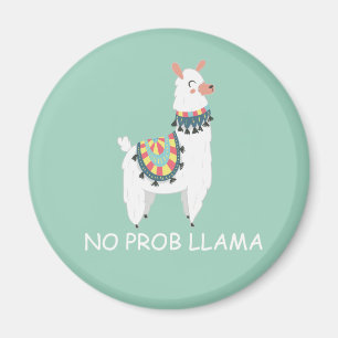 Süße lustige weiße Lama Mintgrün Kein Problem Lama Magnet