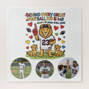 Süße lustige Zitate Löwe Fußball Papa Foto Puzzle