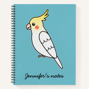 Süße Lutino-Nymphensittich-Cartoon-Vogel-Illustrat Notizbuch