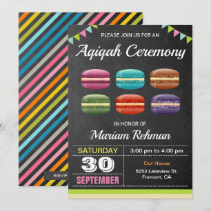Süße Macarons Aqeeqah Aqiqah Zeremonie Einladung