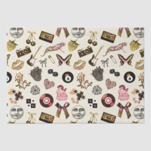 Süße, Mädchen-Ästhetik Gold-Braun-Muster auf Beige Seidenpapier