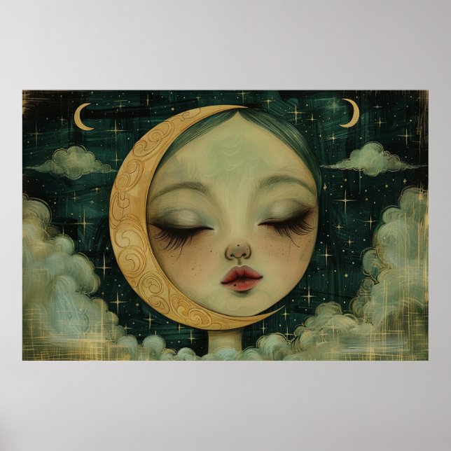 Süße Mädchen auf dem Mond Poster (Vorne)
