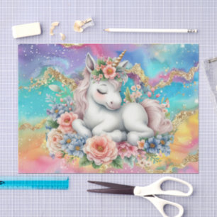 Süße Mädchen Baby Einhorn Dekupierschnitte Seidenpapier