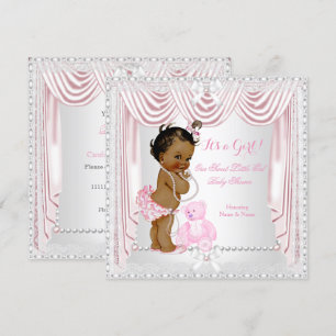 Süße Mädchen-Baby-Party Pink-Satin Ethnisch Einladung