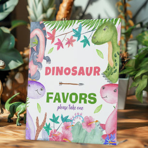 Süße Mädchen-Dinosaurier-1.-Geburtstagsfeier-Mitge Sockelschild