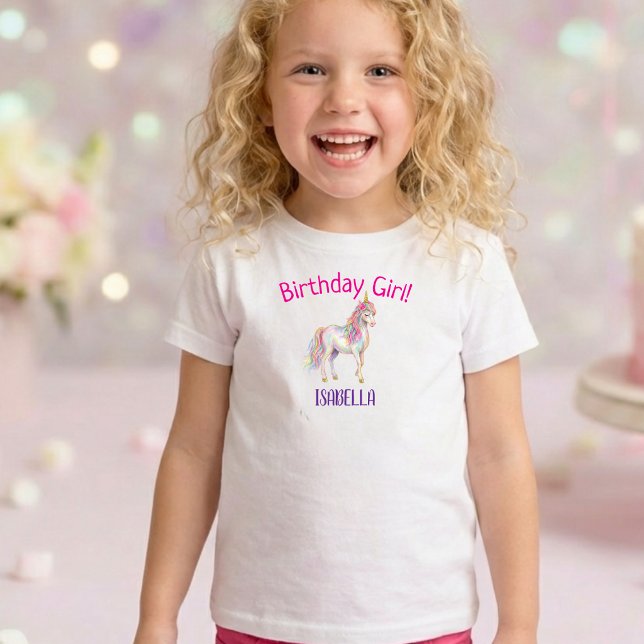 Süße Mädchen Einhorn Geburtstag T-Shirt (Von Creator hochgeladen)