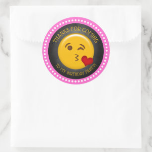 Süße Mädchen-Emoji-Geburtstags-Dankeschön Runder Aufkleber